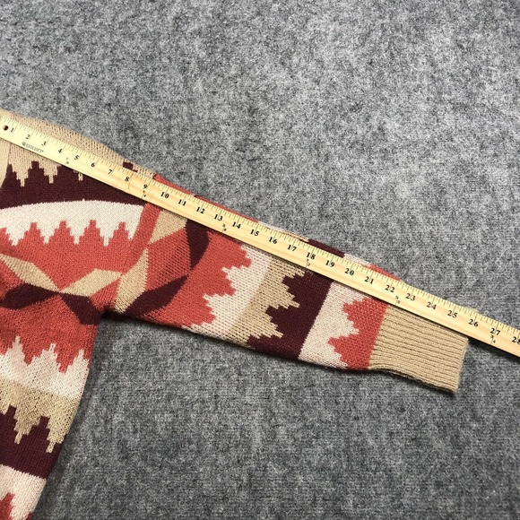 C&C California Cardigan Sweater Womens Medium Beige Multi Aztec Button Front - Picture 5 of 7